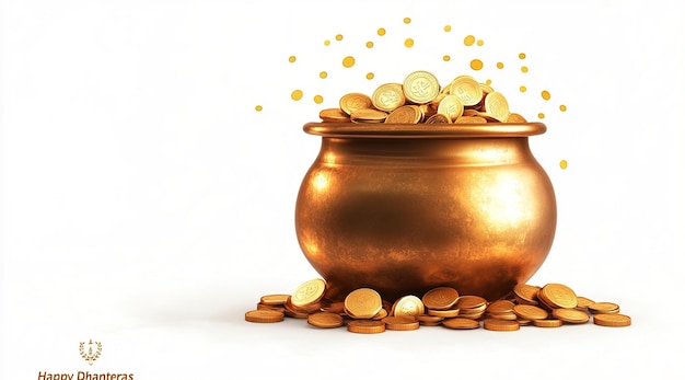 Poster for Goddess Maa Lakshmi and Pot full of golden coins for festival Dhanteras and Diwali