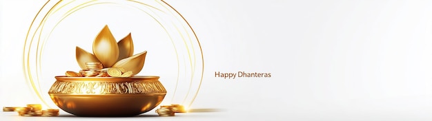 Photo poster for goddess maa lakshmi and pot full of golden coins for festival dhanteras and diwali