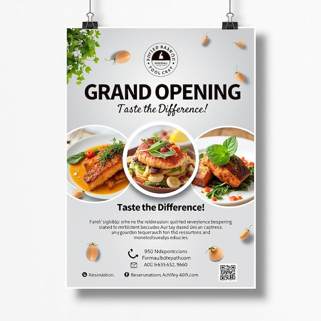 a poster for grand opening is displayed on a white background