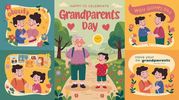 a poster of grandparents celebrating their grandparents day with a child and a childs picture of grandparents