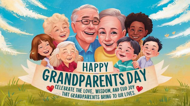 a poster for grandparents day with a happy grandparents day greeting card