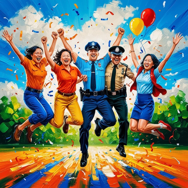 a poster of a group of people jumping in the air with balloons and the word quot do not know quot