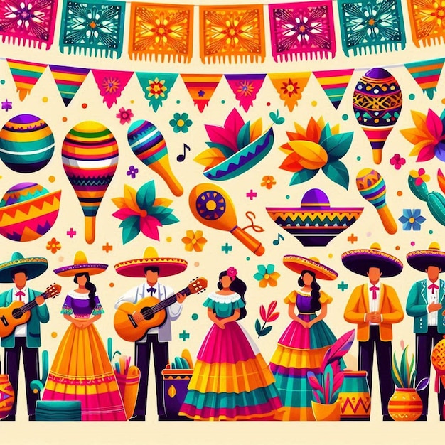 a poster of a group of people with a colorful background with a colorful umbrella