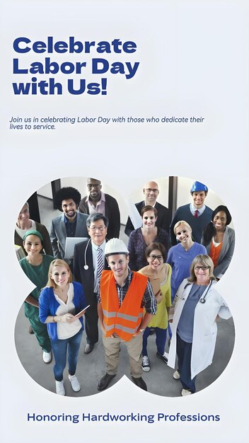 Photo a poster for a group of people with different professions celebrating labor day