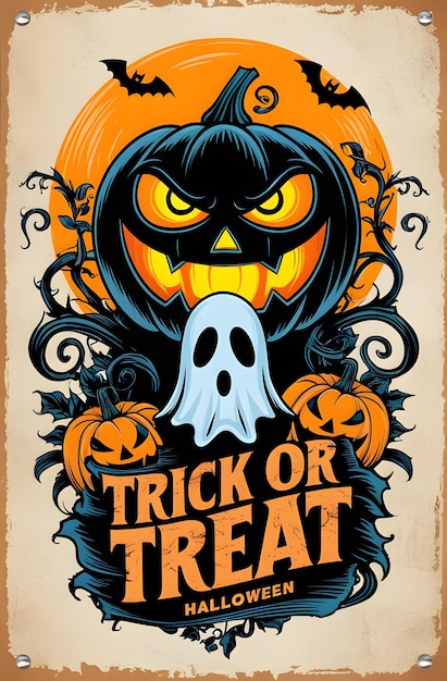 a poster for halloween or halloween with a pumpkin on it