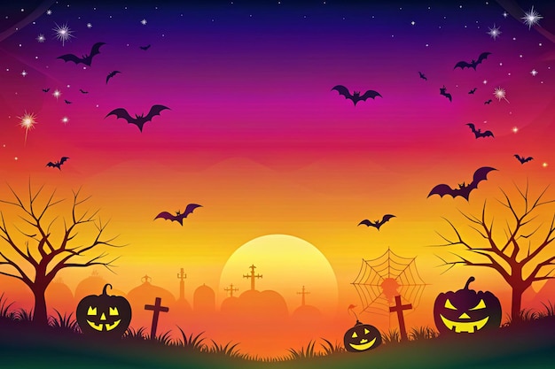 a poster for halloween with bats and a cross on it