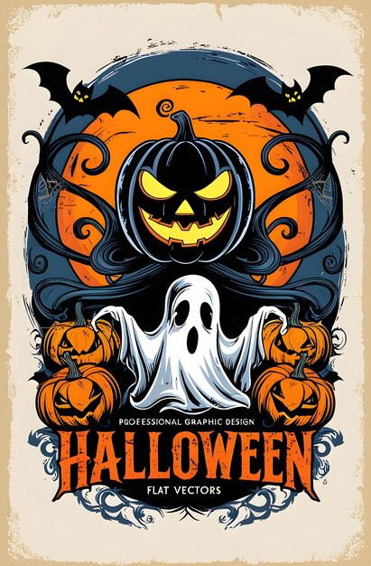 a poster for halloween with a ghost on it