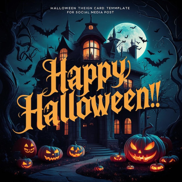 a poster for halloween with a house on the cover