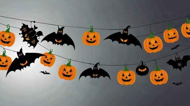 Photo a poster for halloween with pumpkins and bats on it