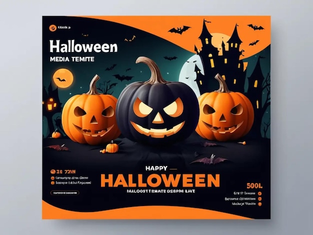 Photo a poster for halloween with pumpkins on it