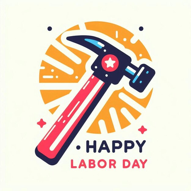 a poster for a hammer day with a yellow background with a red handle