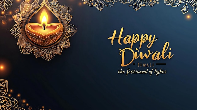 Photo a poster for happy diwali festival with a candle on it