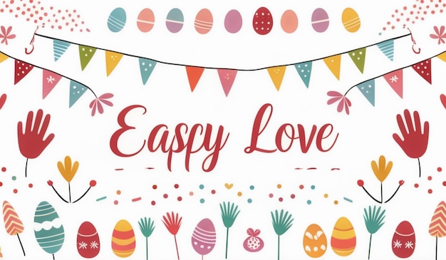 Photo a poster for happy easter with colorful candies and a banner that says happy love