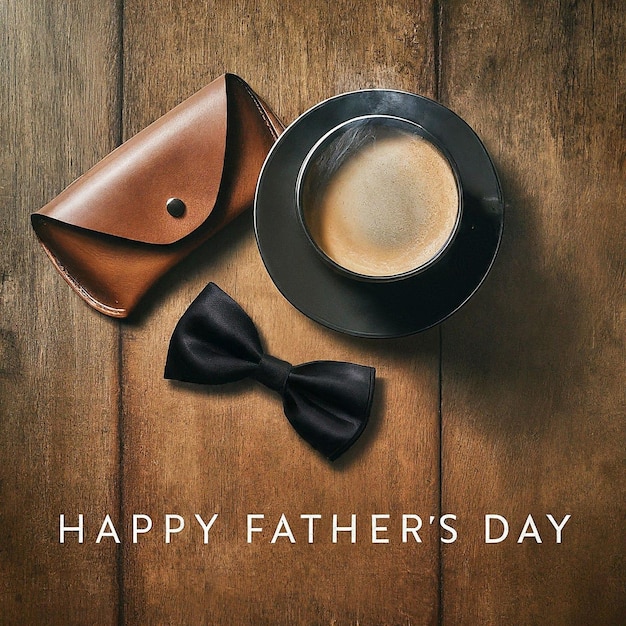 a poster for happy fathers day with a cup of coffee