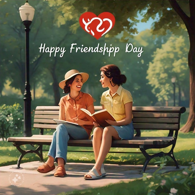 a poster for happy friendship day with a couple reading happy friendship