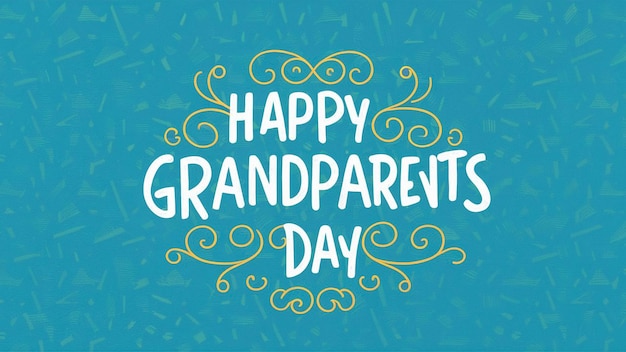 a poster for happy grandparents day with a blue background with a gold border