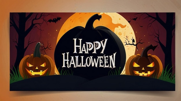 a poster for happy halloween with pumpkins on it