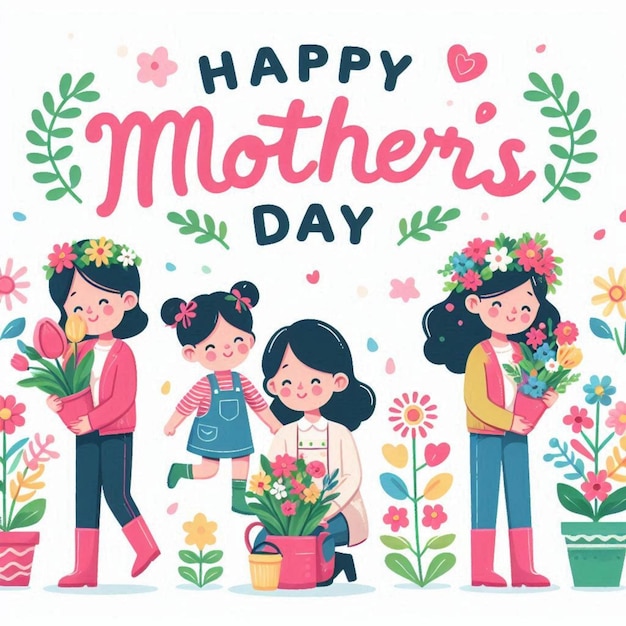 a poster for a happy mothers day with flowers and the words happy mothers day