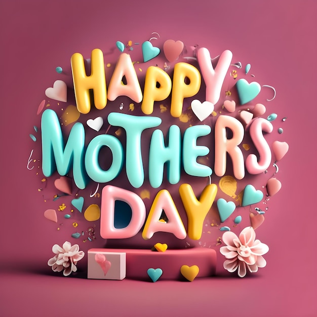 a poster for happy mothers day with hearts and flowers on it