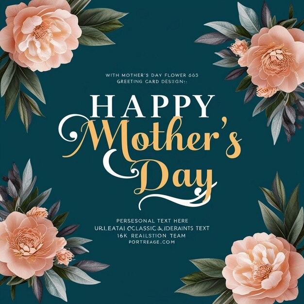 a poster for a happy mothers day with pink roses on it