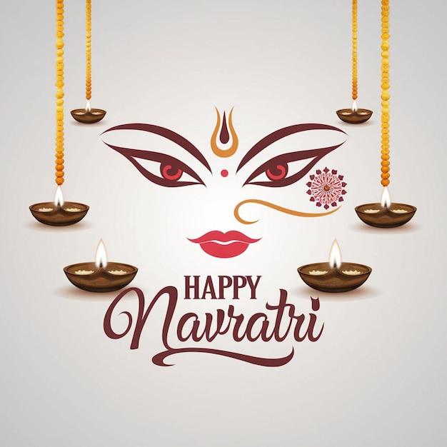 Photo a poster for happy navratri with a smile on her face