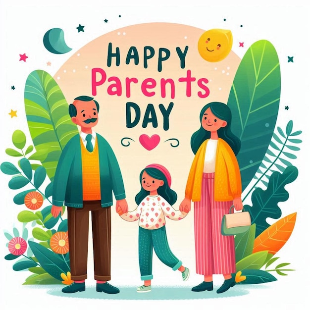 a poster for happy parents day with a happy family day