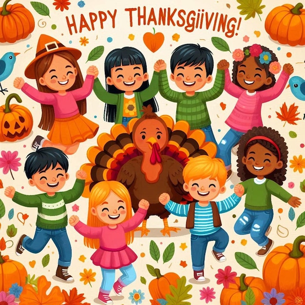 a poster of happy thanksgiving with a happy thanksgiving theme