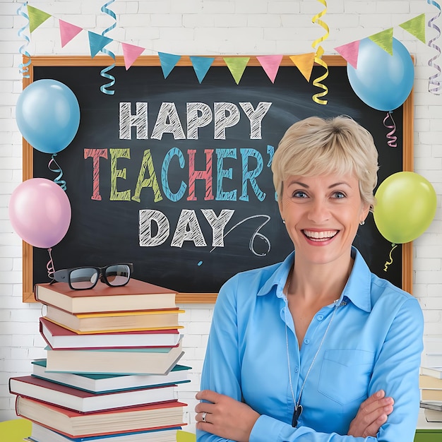 Photo a poster of happy world teachers day