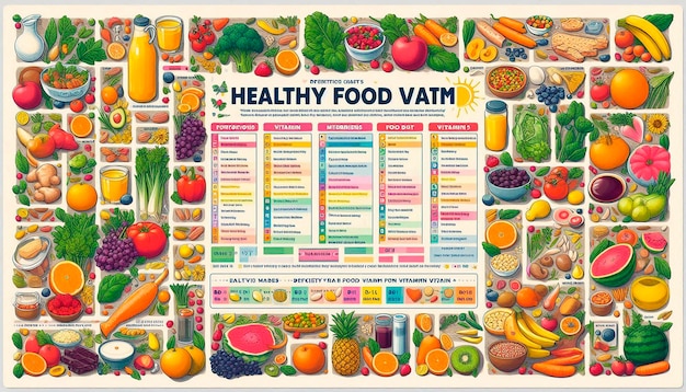 Photo a poster of healthy food that is on a page with a picture of vegetables