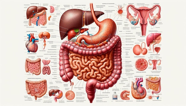 a poster of a human body with a diagram of a human brain