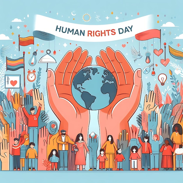 a poster of human rights with a banner that says human rights day