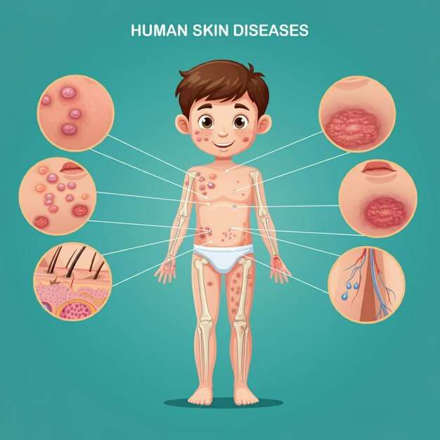 Photo a poster for a human skin cancer awareness with a boys body