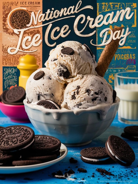 a poster of ice cream ice cream with a glass of ice cream