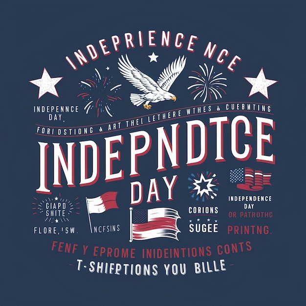 Photo a poster for independence day featuring a blue background with a white star and a red star