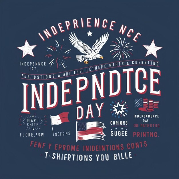 Photo a poster for independence day featuring a blue background with a white star and a red star