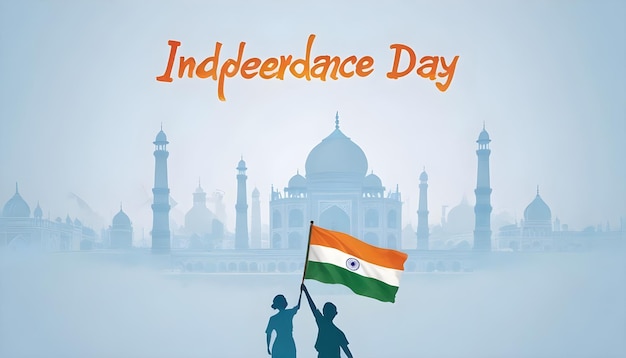 a poster for independence day featuring a silhouette of a woman holding a flag with a silhouette of