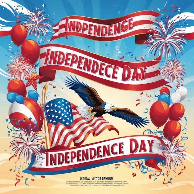 a poster for independence day shows a flag and a eagle