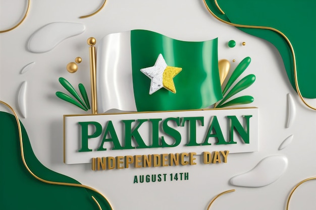 a poster for independence day shows a green flag with the words independence day