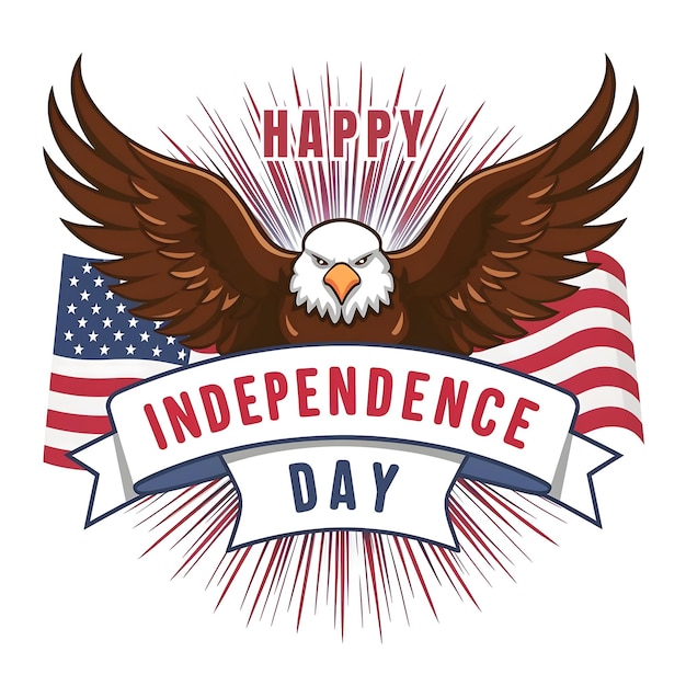 a poster for independence day with an eagle and a ribbon that says happy independence day