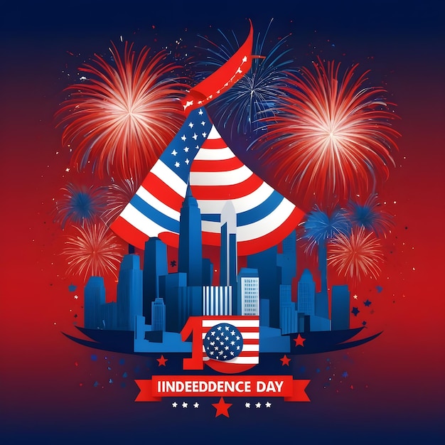 a poster for independence day with fireworks and a flag that says independence day