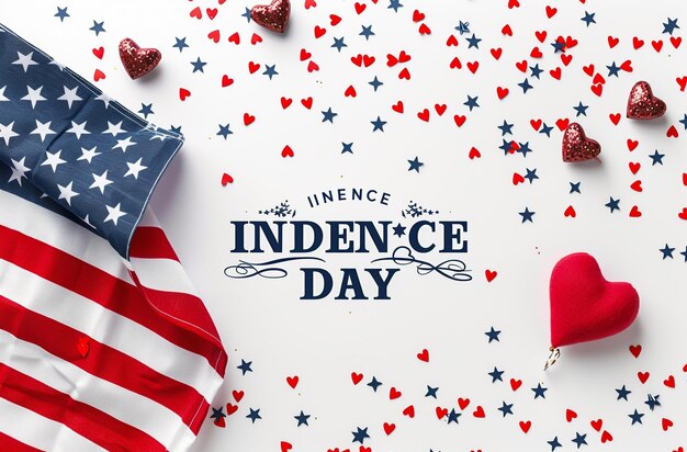 a poster for independence day with a flag and hearts with a flag and hearts