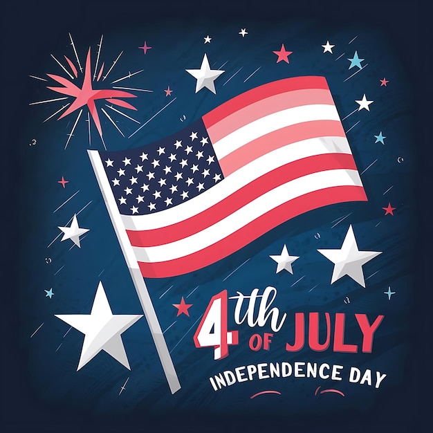 a poster for independence day with a flag and a pole with stars and stripes