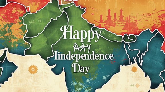 a poster for independence day with a green background with a map of the united states