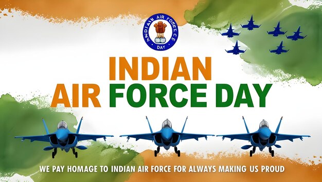 Photo a poster for indian air force day with a green background