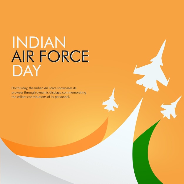 Photo a poster for indian air force day with a green and orange background