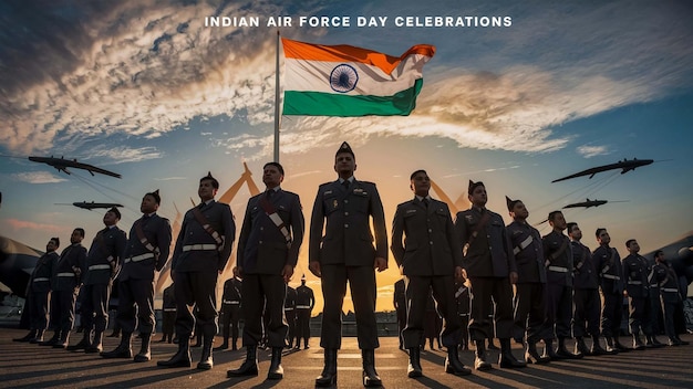 a poster for indian air force with a flag and the words indian air force on it