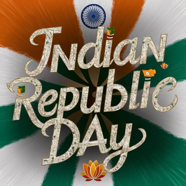 a poster for indian republic day with a green and white striped background