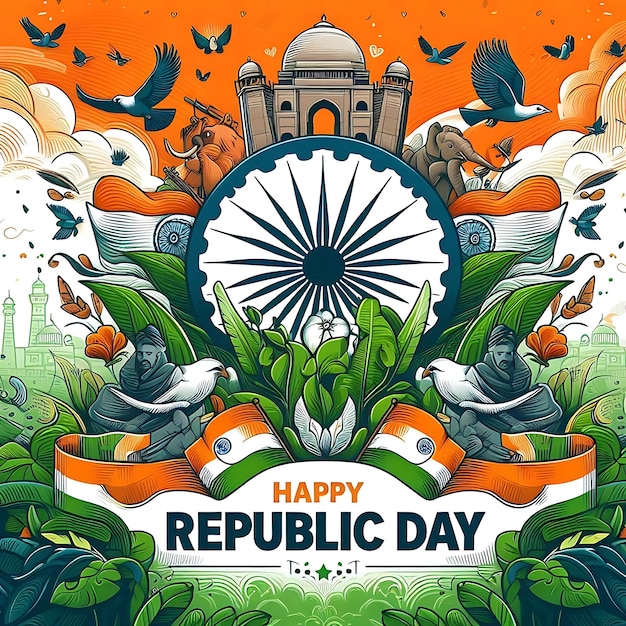 a poster for indian republic day with a picture of indian indian on it