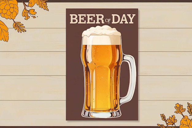 A poster for the international beer day with a mug of beer