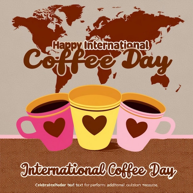 a poster for international coffee day with a world map on it